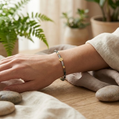 Pulseira de Ágata Indiana e Hematita - Estilo Elegante e Equilíbrio Energético
