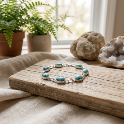 Pulseira de Turquesa em Prata 925 - Harmonia Natural