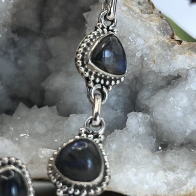 Pulseira de Prata Esterlina 925 com Labradorite - Aurora Mística