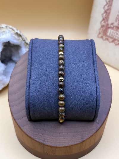 Pulseira Elástica de Ágata Castanho - Joia Natural e Versátil