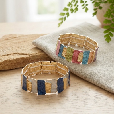 Pulseira Colorblock Elegance – Geométrica & Esmaltada
