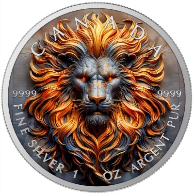 Canadá 5 Dollars 2025 Stone Zodiac Leão - 1 oz Prata Colorida