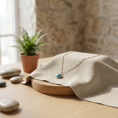 Colar Dourado em Aço Inoxidável com Amazonita - Elegância Natural e Design Contemporâneo