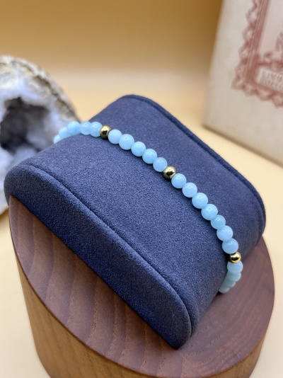 Pulseira Elástica de Contas de Ágata Azul Turquesa - Elegância e Versatilidade