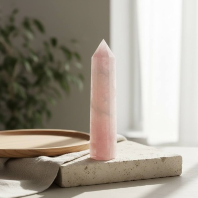 Obelisco de Quartzo Rosa Natural — 2,5 kg | 31 cm
