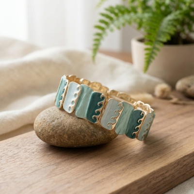 Pulseira Ocean Wave – Esmaltada & Dourada