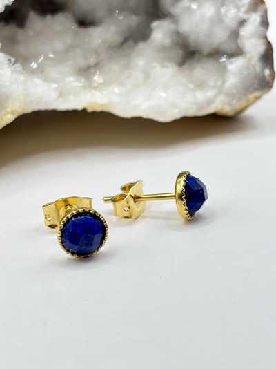 Brincos Dourados com Lápis-Lazúli - Minimalistas, Leves e Intemporais