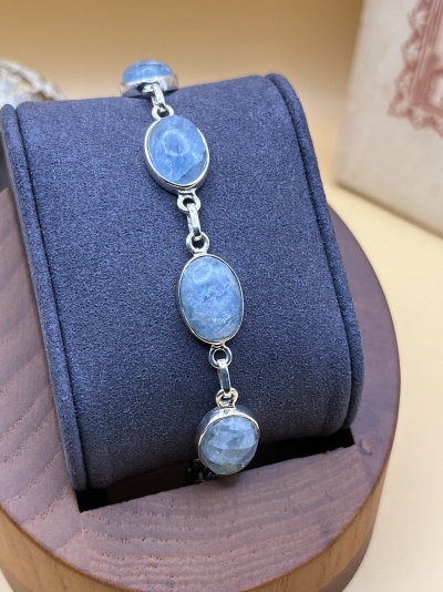 Pulseira de Aquamarine Natural em Prata de Lei 925 - Elegância e Serenidade