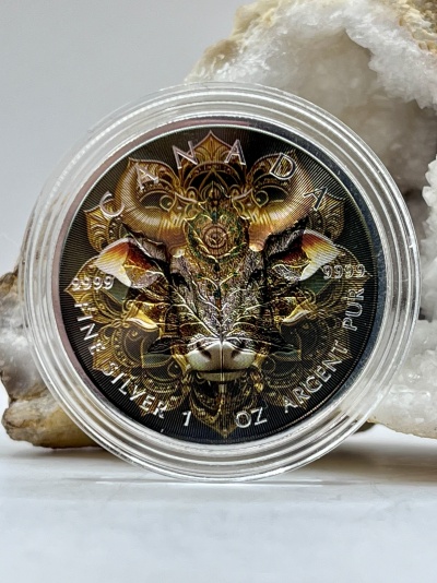 Maple Leaf 2025 Colorized Mandala Buffalo 1 oz Prata ($5)