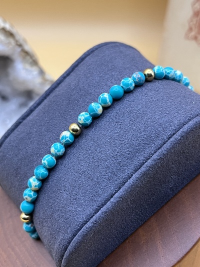 Pulseira Elástica de Ágata Verde Aqua - Delicadeza e Estilo