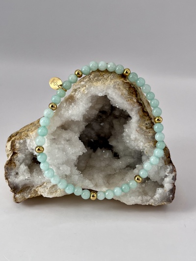 Pulseira Elástica de Ágata Verde Aqua - Delicadeza e Estilo