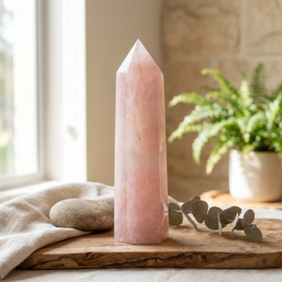 Obelisco de Quartzo Rosa Natural — 2,5 kg | 31 cm