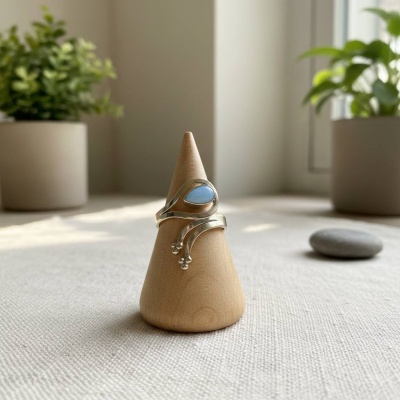 Anel Ajustável em Bronze com Aquamarine - Elegância e Serenidade