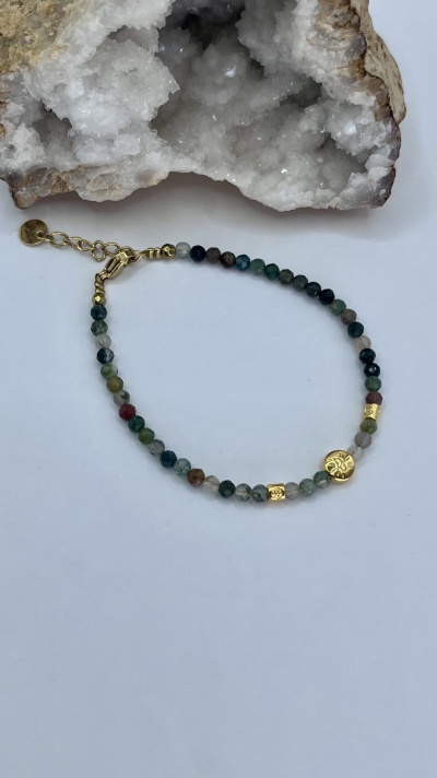 Pulseira de Ágata Indiana e Hematita - Estilo Elegante e Equilíbrio Energético