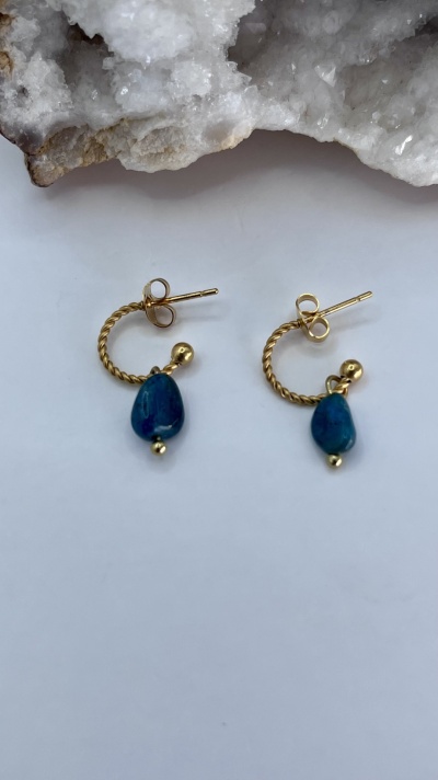 Brincos Crioulos em Aço Inoxidável com Apatite Natural - Elegância Leve de 12 mm