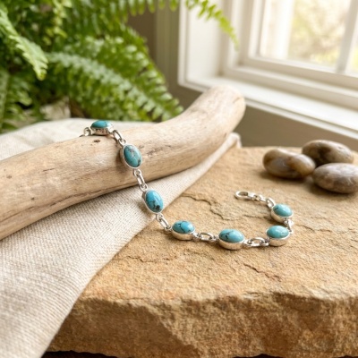Pulseira de Turquesa em Prata 925 - Harmonia Natural