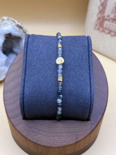 Pulseira de Ágata Indiana e Hematita - Estilo Elegante e Equilíbrio Energético