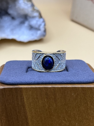 Anel Oriental em Prata 925 com Opala Preta - Sofisticação e Estilo Arrojado