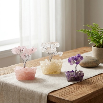 Mini Árvore de Pedras em Base de Orgonite - Elegância e Energia Harmoniosa