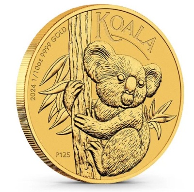 Austrália 15 Dollars 2024 Koala - 1/10 oz Ouro