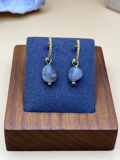 Brincos Crioulos em Aço Inoxidável com Labradorite