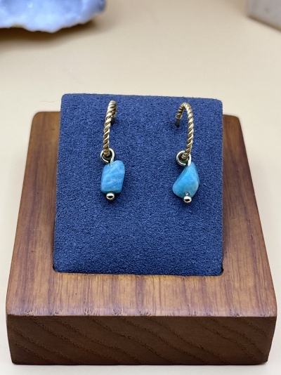 Brincos Aço Inoxidável semi-aberto com Amazonite