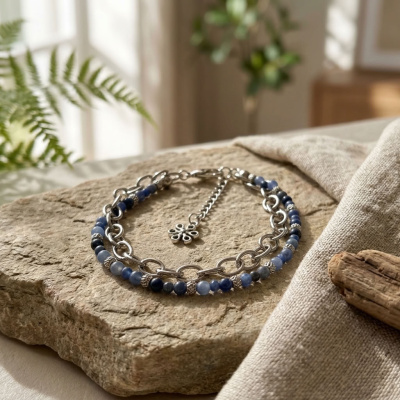 Pulseira Sodalite Blue – Aço Inoxidável & Pedra Natural