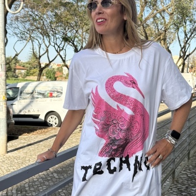 T-shirt EL PICO - branco/rosa