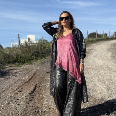 Vestido/camiseiro ME PONGO BORRACHA - prata