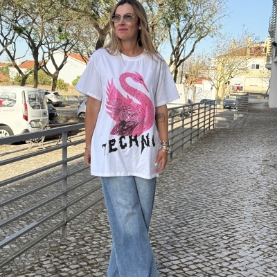 T-shirt EL PICO - branco/rosa