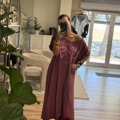 Vestido DISFRUTA LA VIDA - rosa polvo