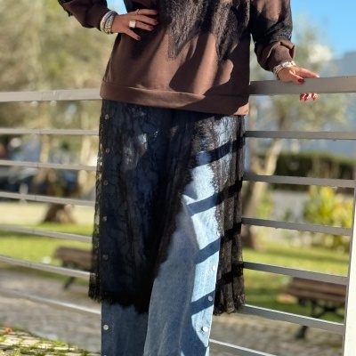 Vestido LA HISTORIA ESTÁ MAL CONTADA - castanho