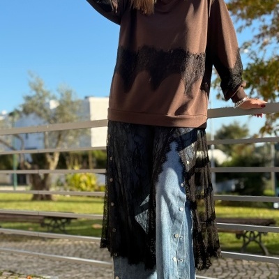 Vestido LA HISTORIA ESTÁ MAL CONTADA - castanho