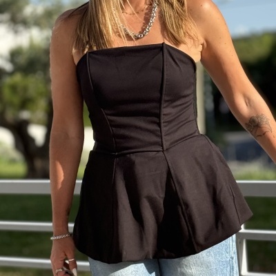 Top ME CANSO DE ESPERAR - preto (MOCHY)