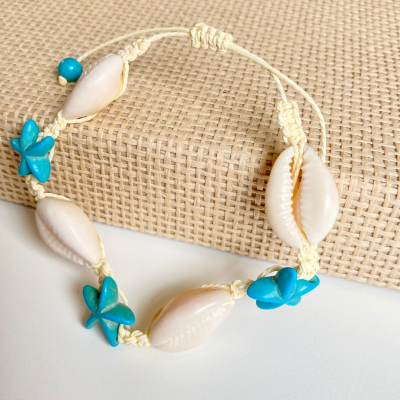 Pulseira de estrela e concha – Azul