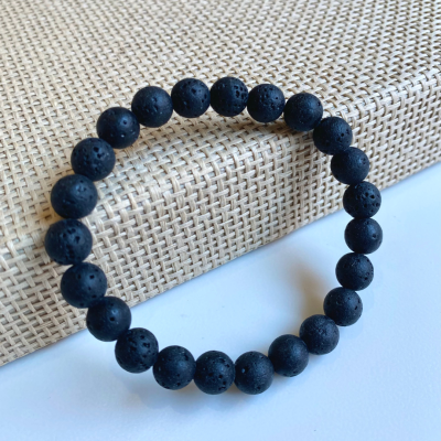 Pulseira de Pedra Vulcânica – Preta