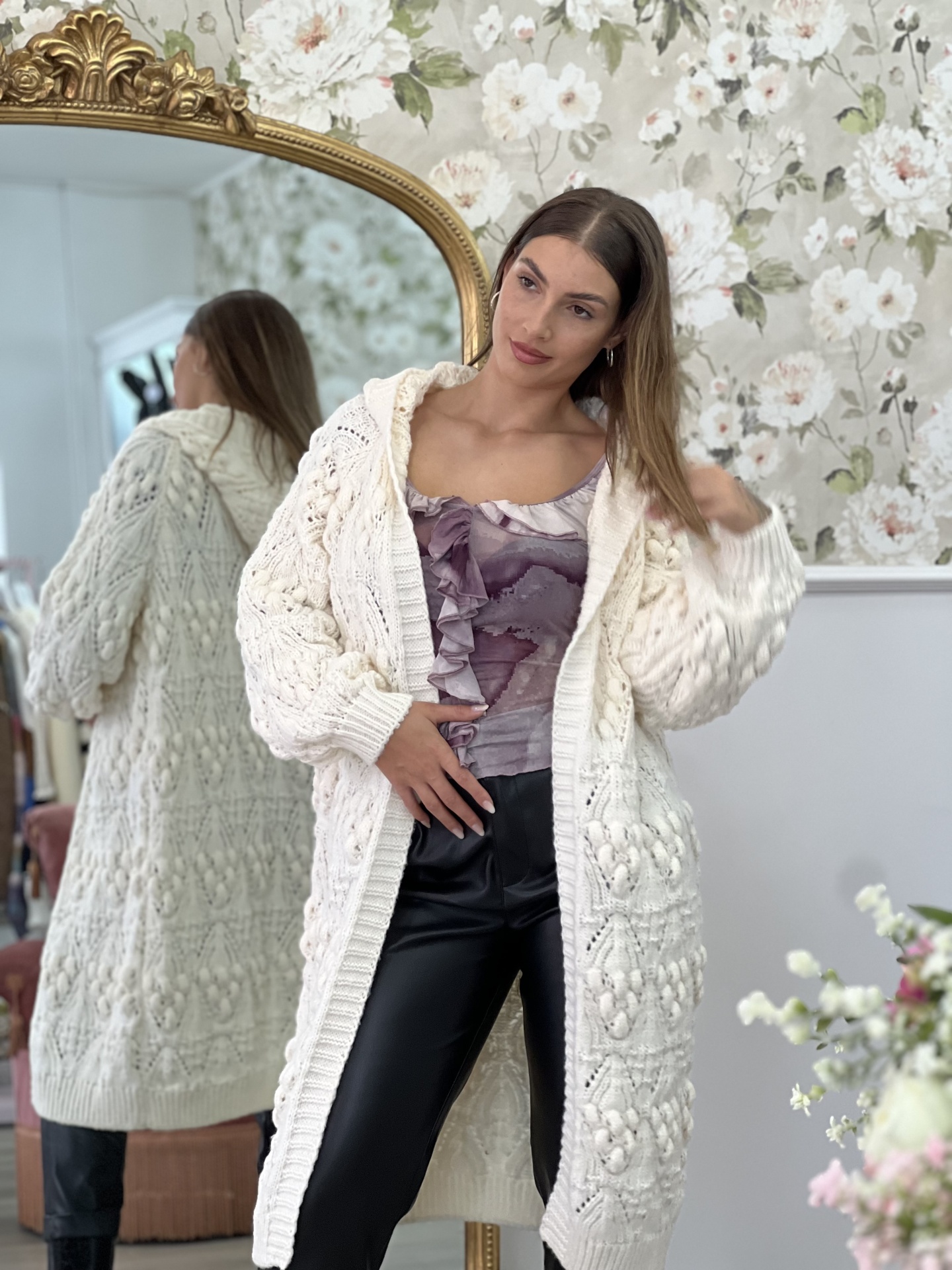 Casaco de tricot comprido