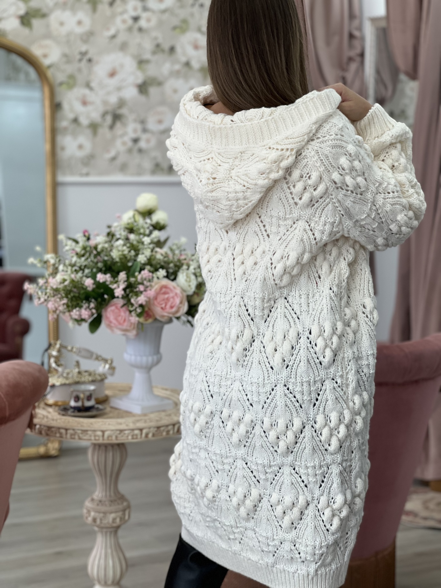 Casaco de tricot comprido