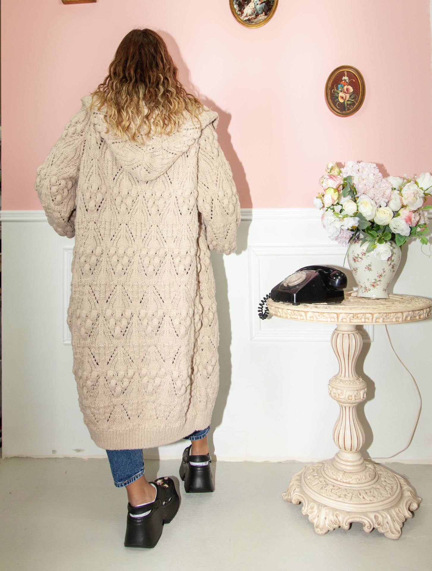 Casaco de tricot comprido