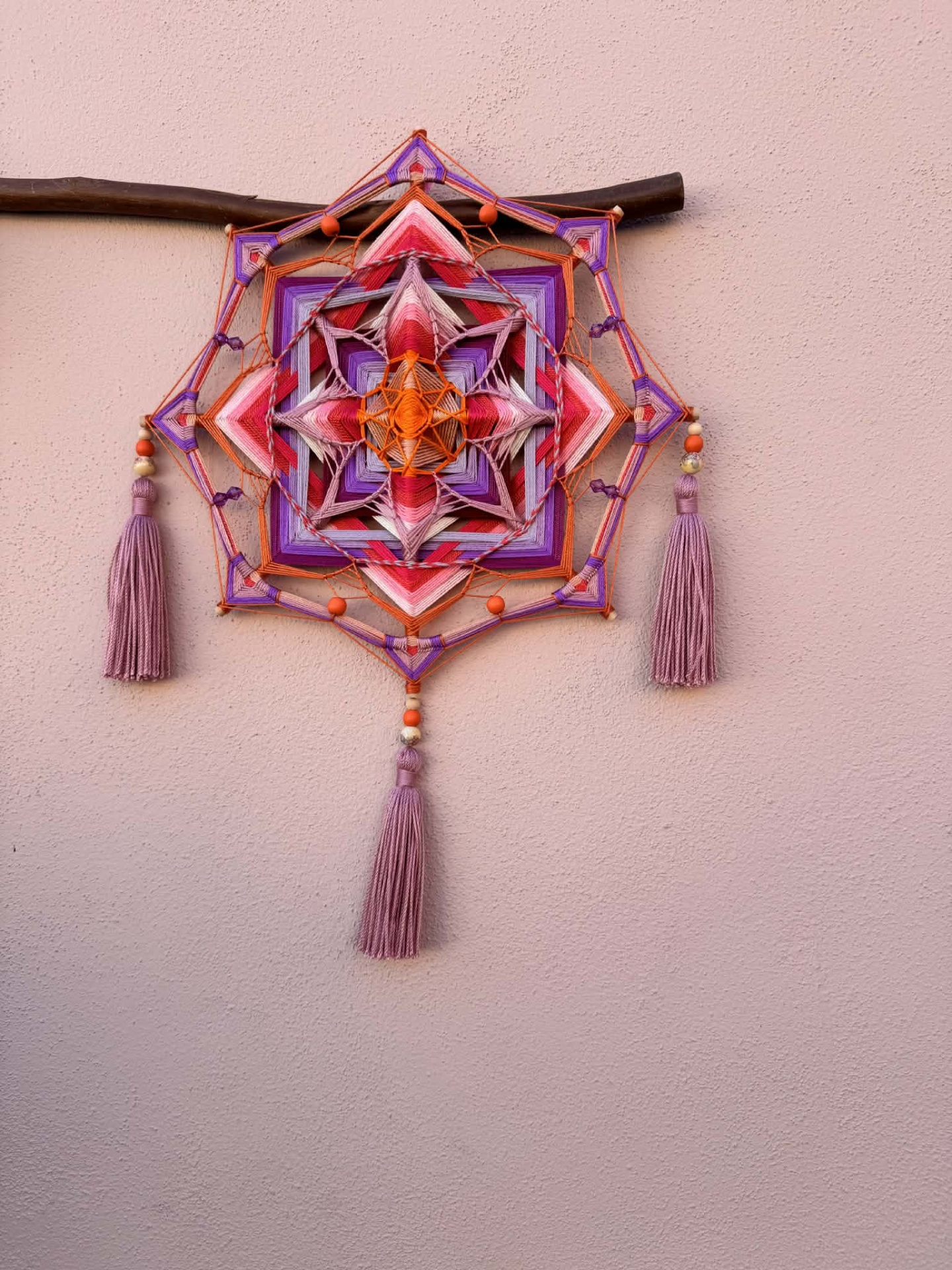 MANDALA 8 PONTAS - côr tons de rosa e lilás