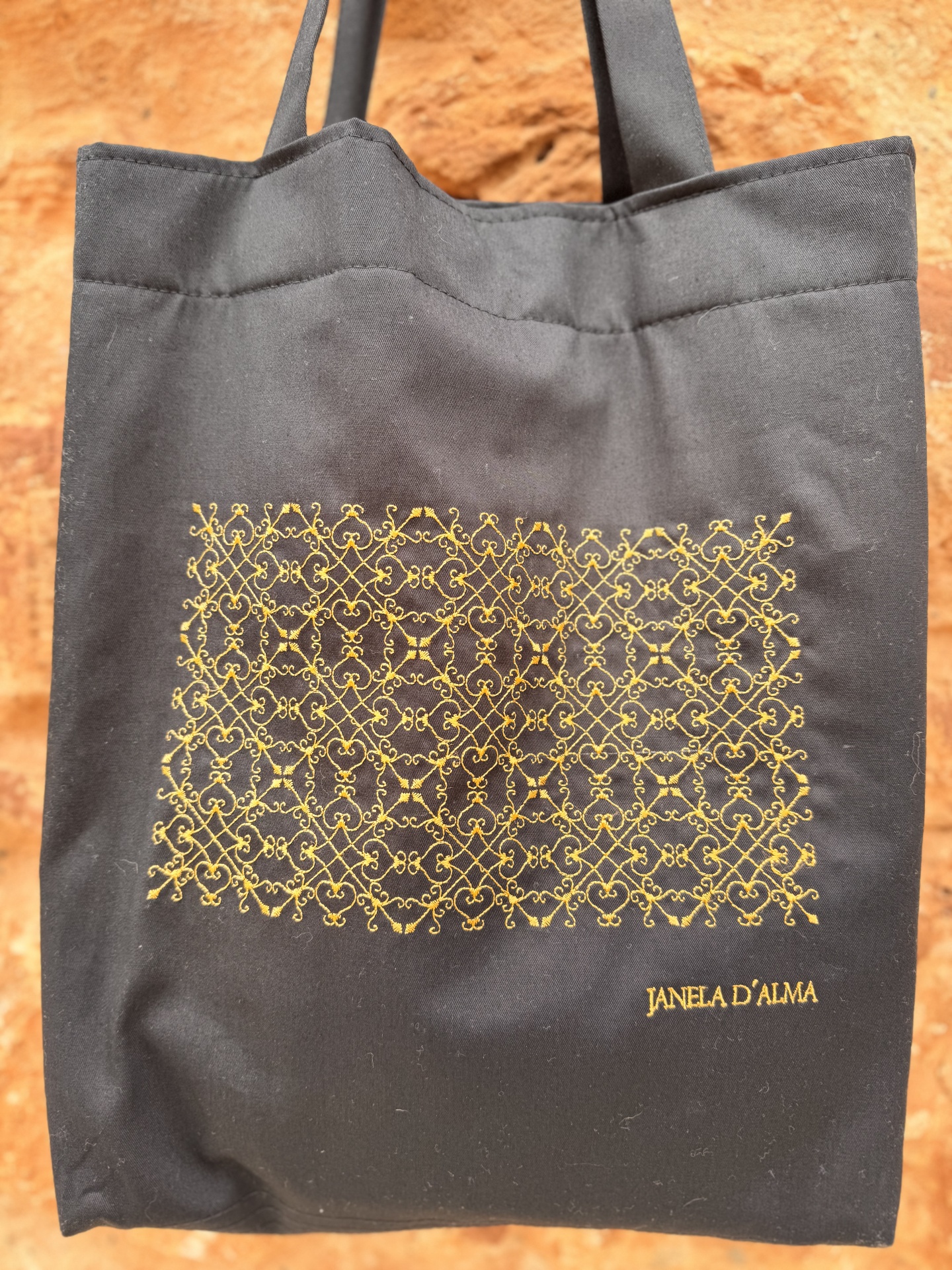 TOTE BAG côr preta - Renda Portuguesa laranja