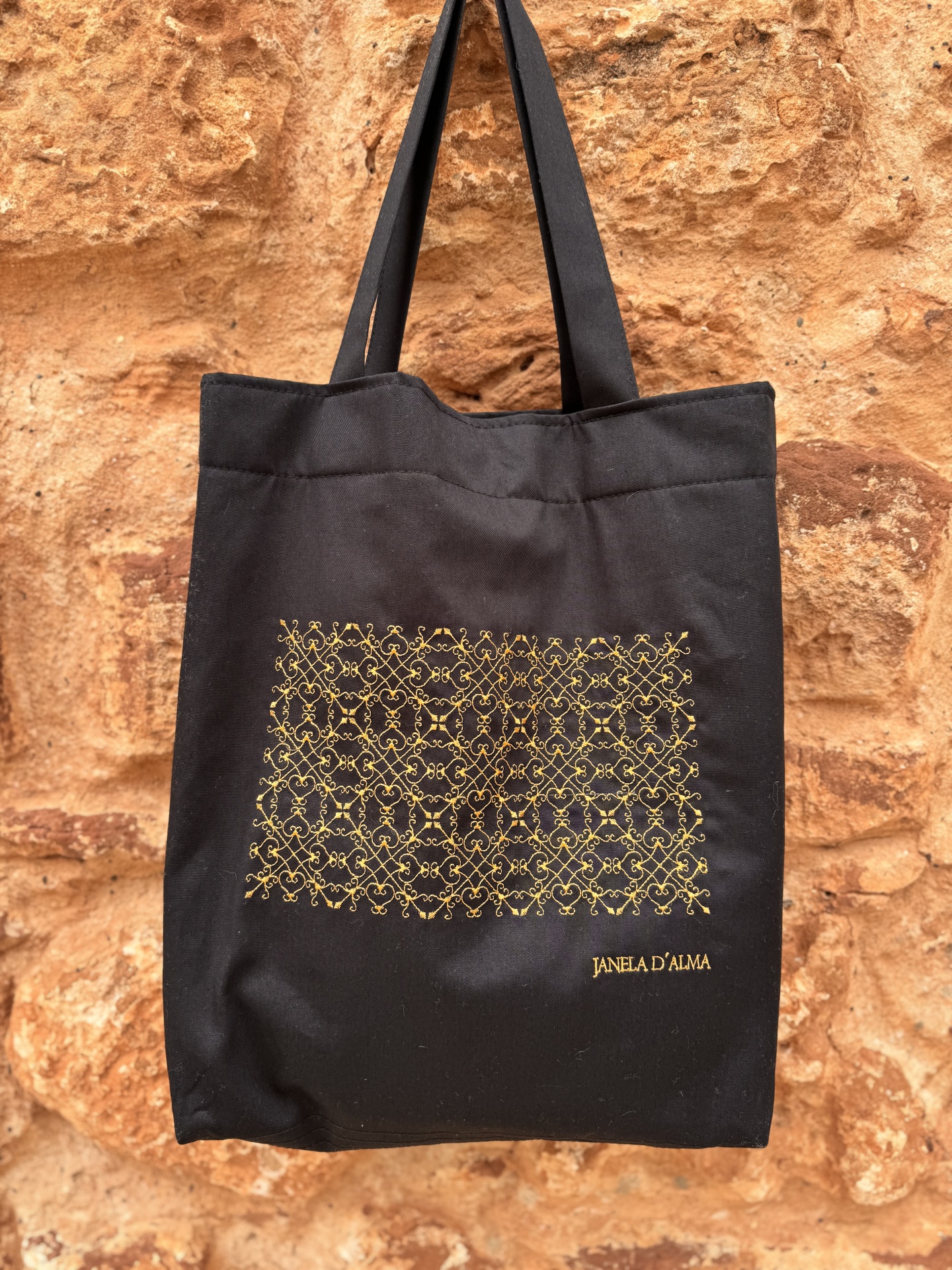 TOTE BAG côr preta - Renda Portuguesa laranja