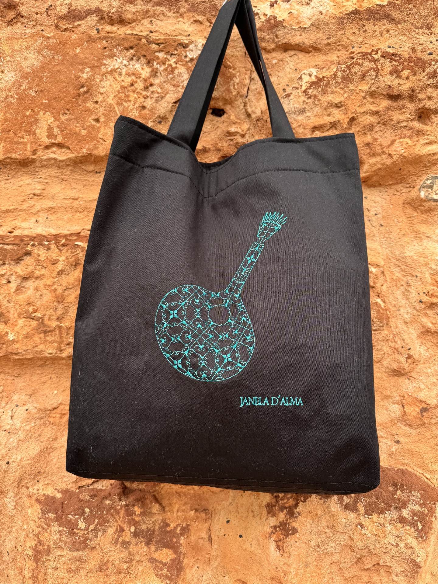 TOTE BAG côr preta - Guitarra Portuguesa Turquesa