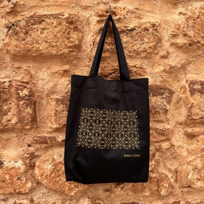 TOTE BAG côr preta - Renda Portuguesa laranja