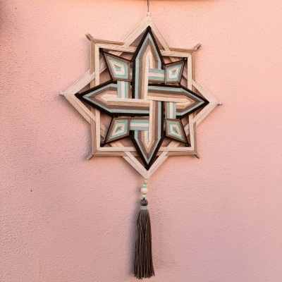 MANDALA 8 PONTAS - côr pastel