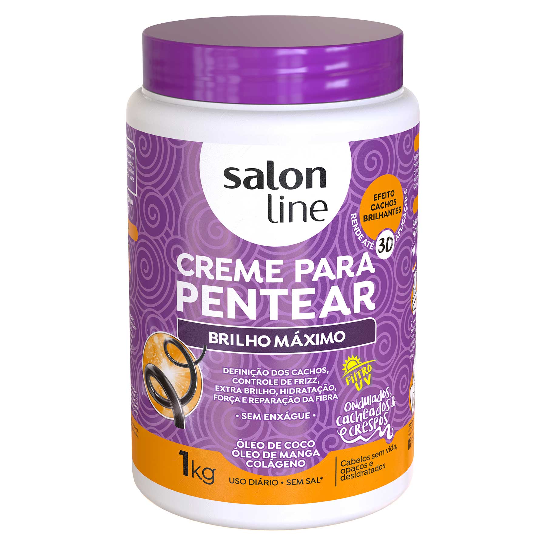 Creme De Pentear Salon Line Brilho Intenso 1 Kg Tunuka Hair