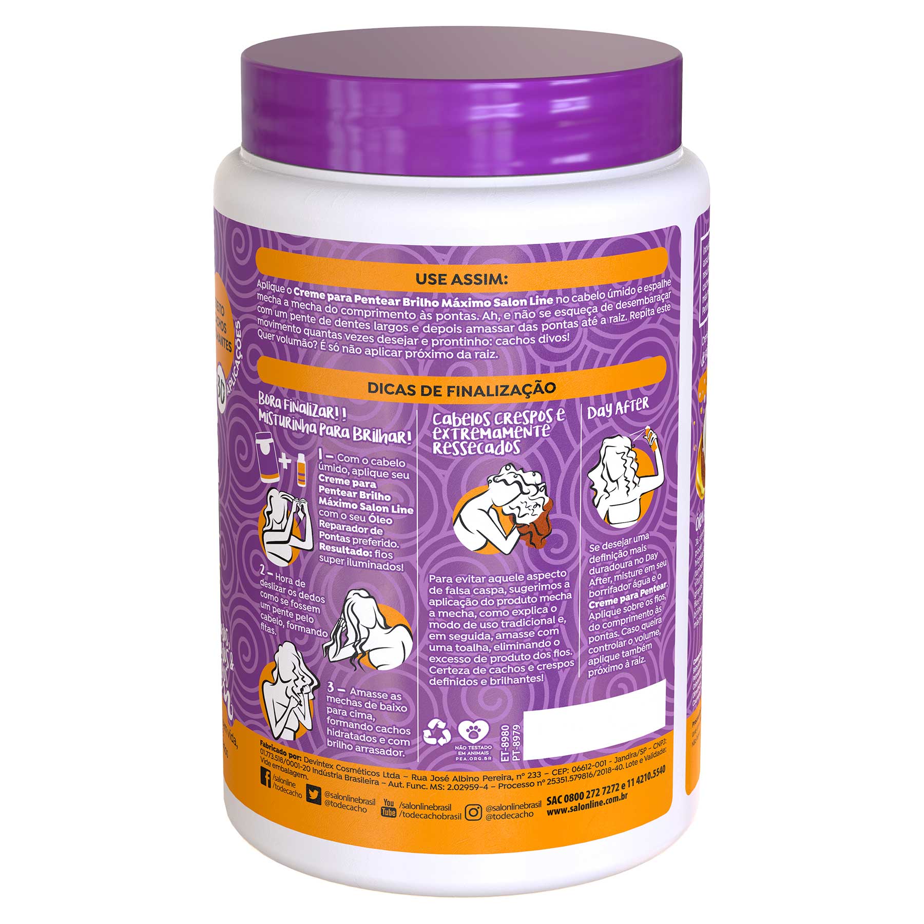 Creme De Pentear Salon Line Brilho Intenso 1 Kg Tunuka Hair