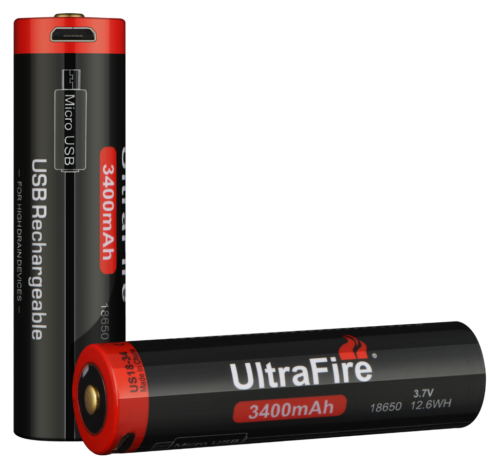 Bateria UltraFire 18650  3400mAh com porta micro USB 100% Original Bateria UltraFire 18650  3400mAh com porta micro USB 100% Original