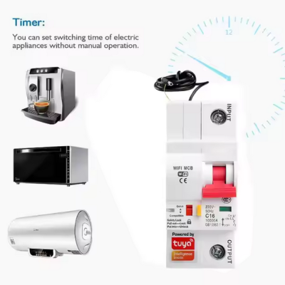 Disjuntor 1P SCB01  Smart Tuya Wifi  1-63 amperes ajustável por telémovel com duas antenas.