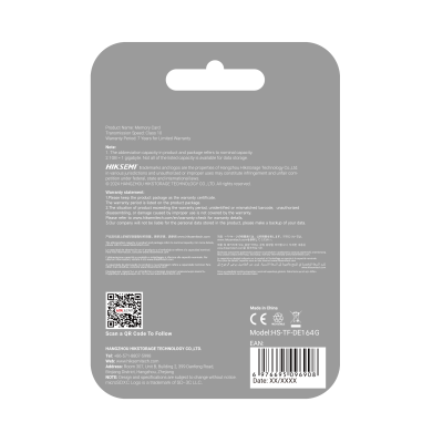 CARTÃO DE MEMÓRIA MICRO SD HIKSEMI HS-TF-DE1 64G